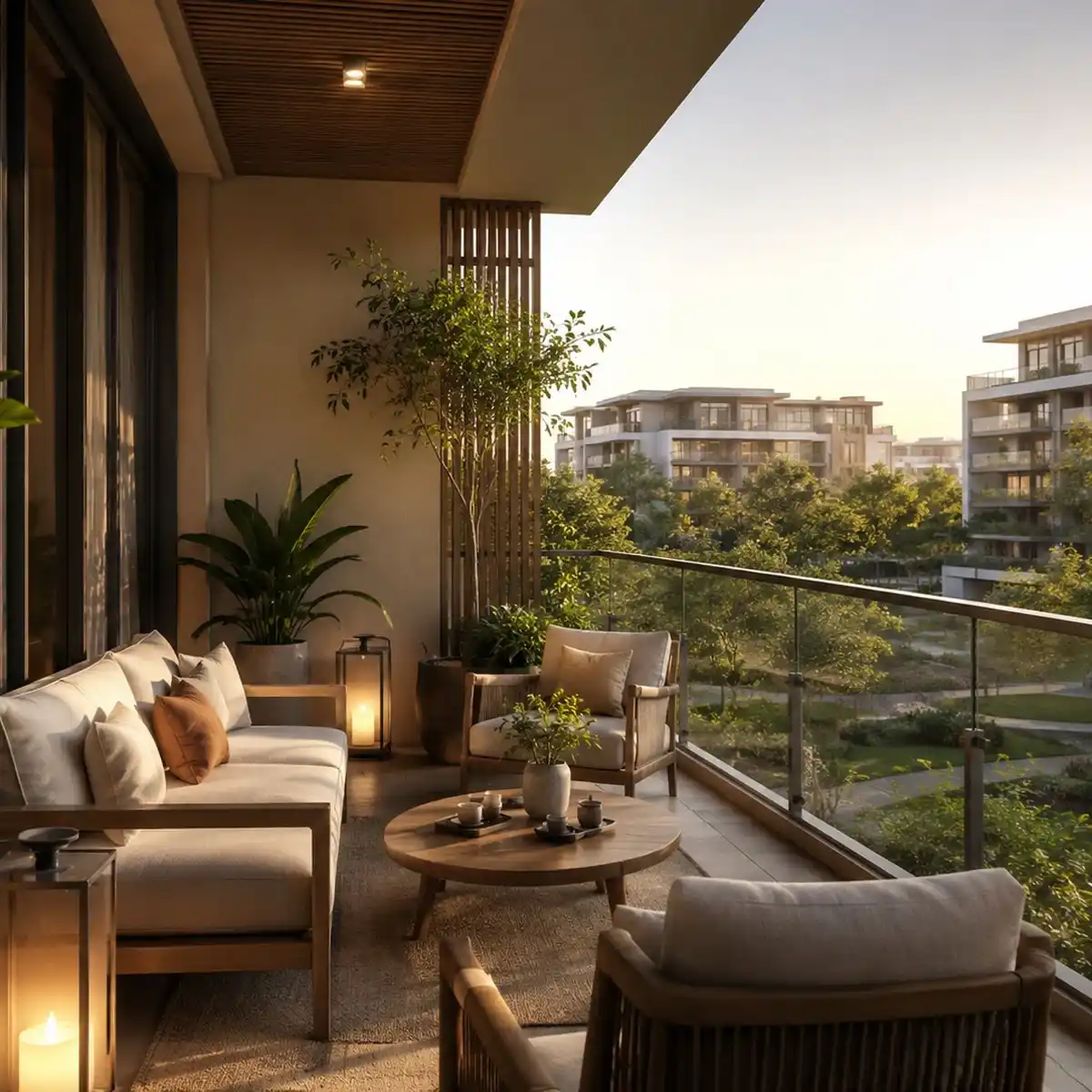 Balcony with an open landscape view